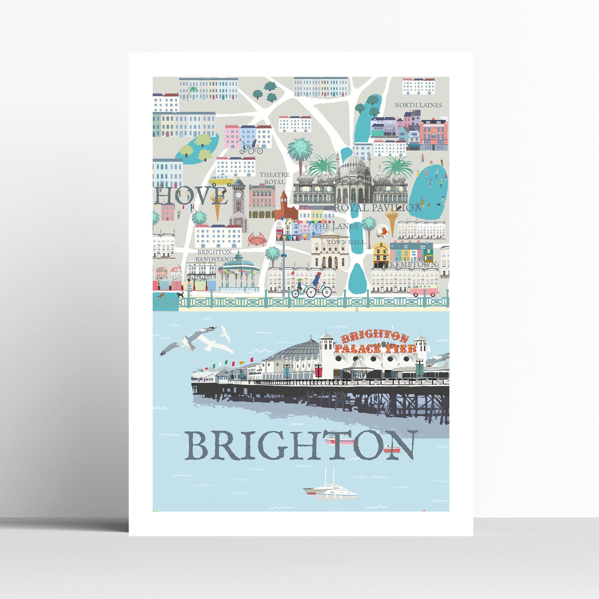 Brighton Illustrated Map Travel Print