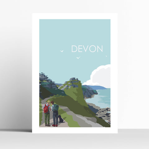 Walking the North Devon Coastal Path Travel Print