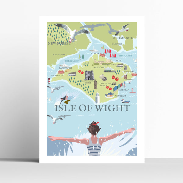Isle of Wight Map Customisable Travel Print