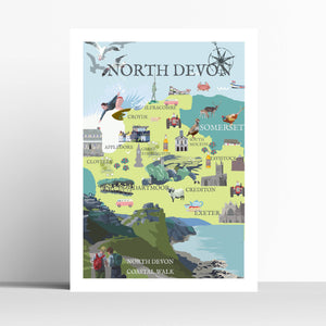 North Devon Map Travel Poster