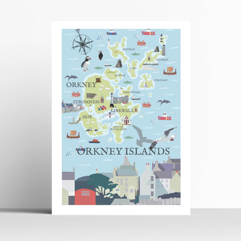 Orkney Map Travel Print
