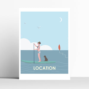 Paddle Boarder - Customisable Travel Print