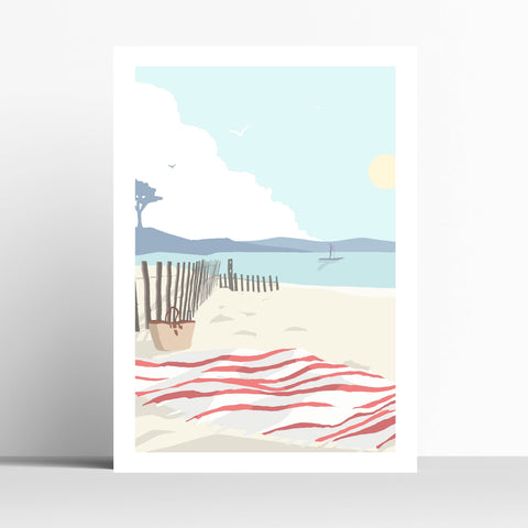 Picnic and Paddle Boarding  Customisable Travel Print