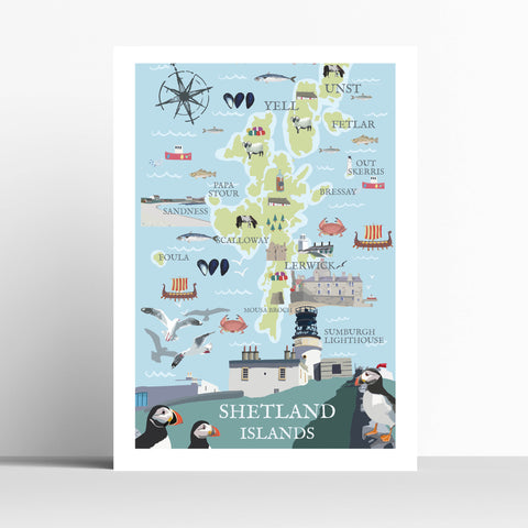 Shetland Map Travel Print