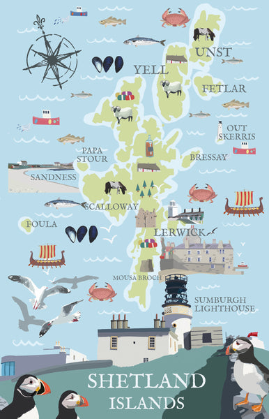 Shetland Illustrated Map