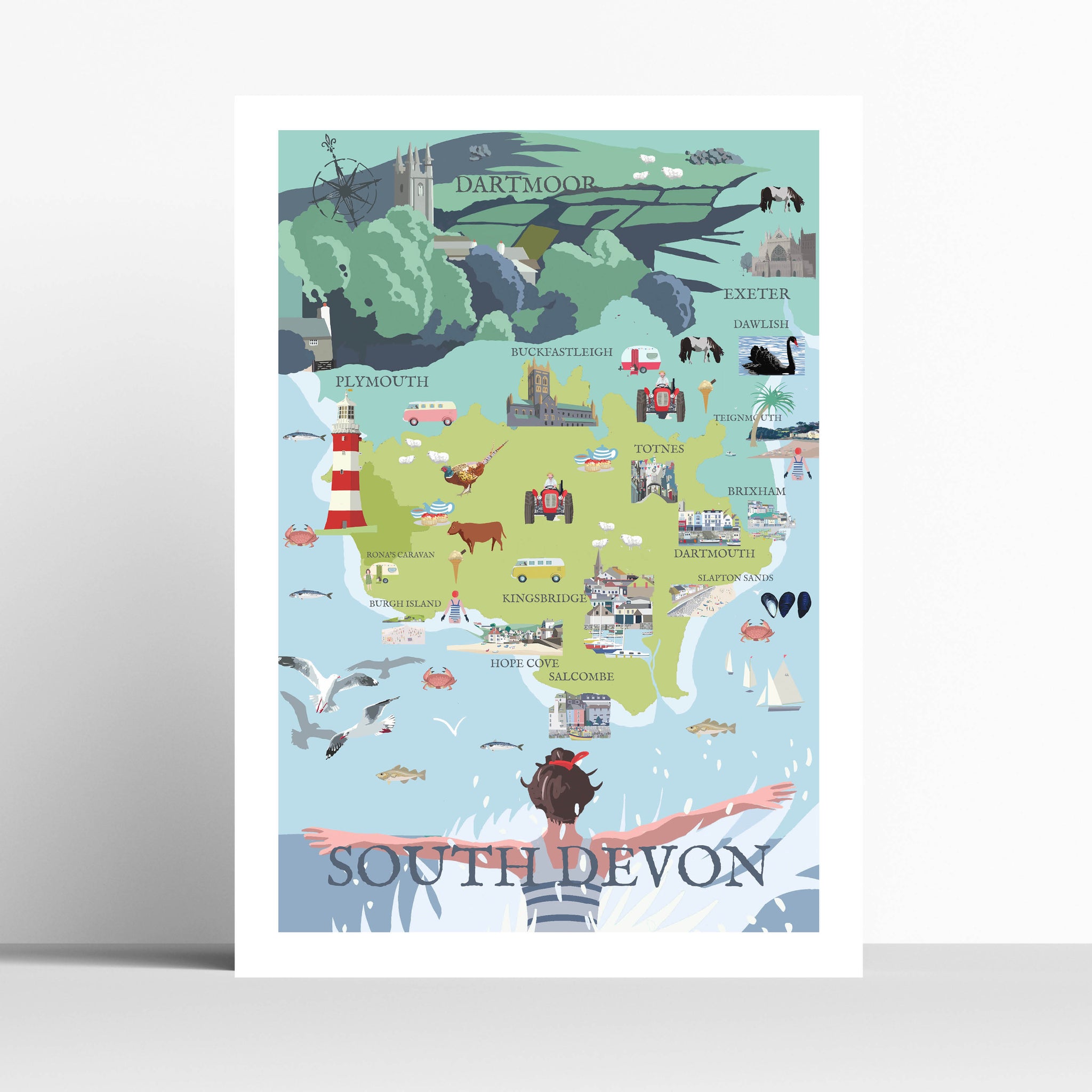 South Devon Map Travel Poster