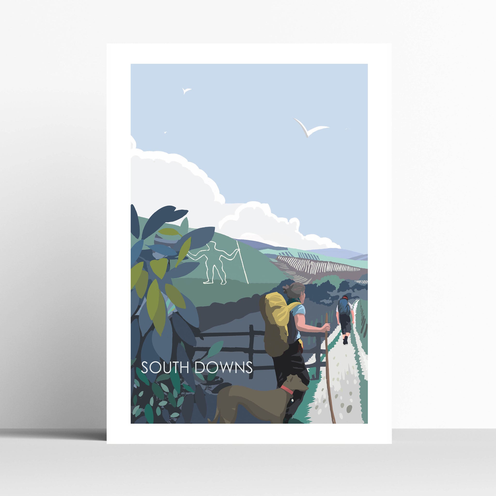 Walking in the South Downs Wilmington Giant Travel Print