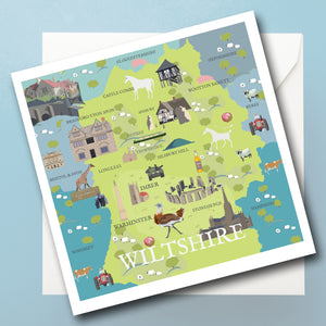Wiltshire Illustrated Map Greeting Card