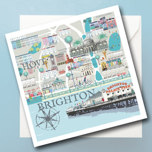 Brighton Illustrated Map Greeting Card