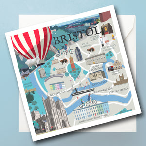 Bristol Illustrated Map Greeting Card