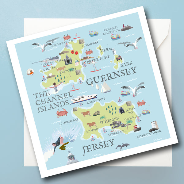 Jersey Illustrated Map Greeting Card