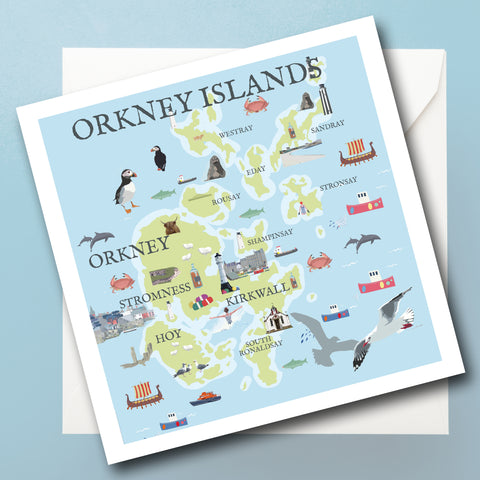 Orkney Illustrated Map Greeting Card