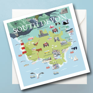 South Devon Illustrated Map Greeting Card
