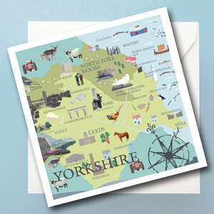 Yorkshire Lake District Illustrated Map Greeting Card