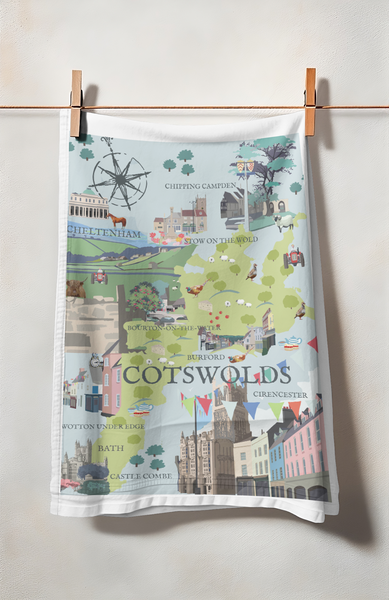 Cotswolds  Map Customisable Travel Print