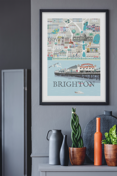 Brighton Illustrated Map Travel Print