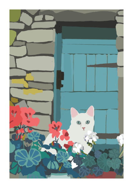 White Cat and Blue Door Customisable