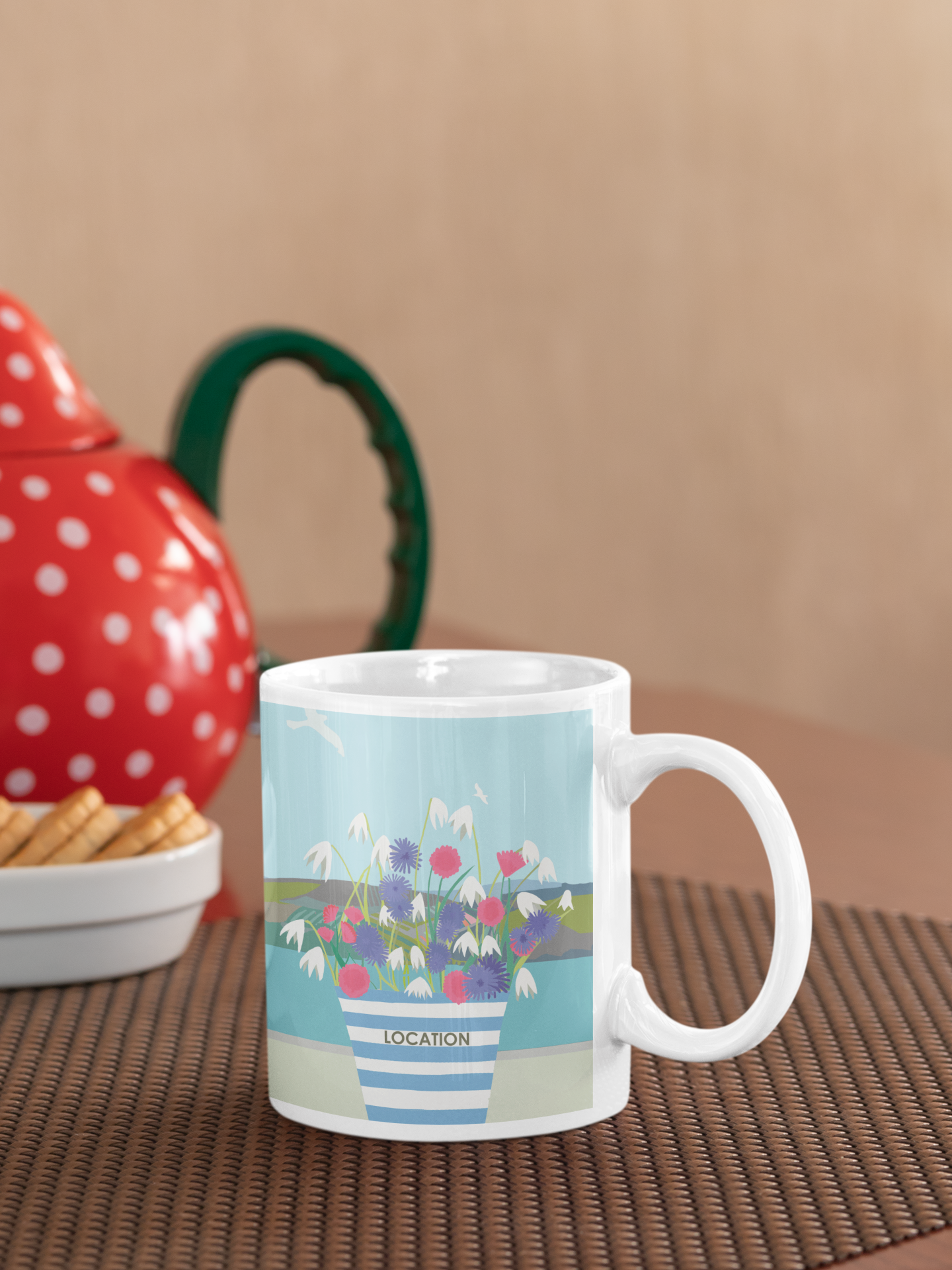 Striped Pot and Flowers Customisable