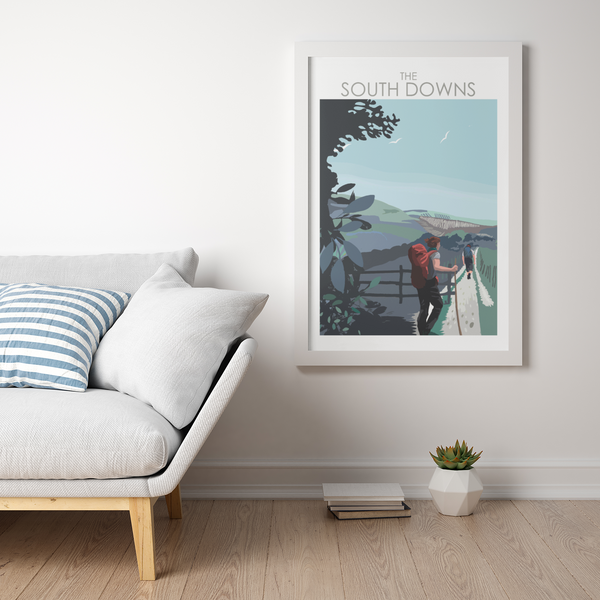 Walking the South Downs Wild Hiking Travel Print