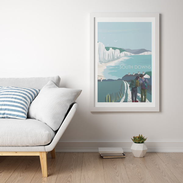 Walking in the South Downs Seven Sisters Travel Print