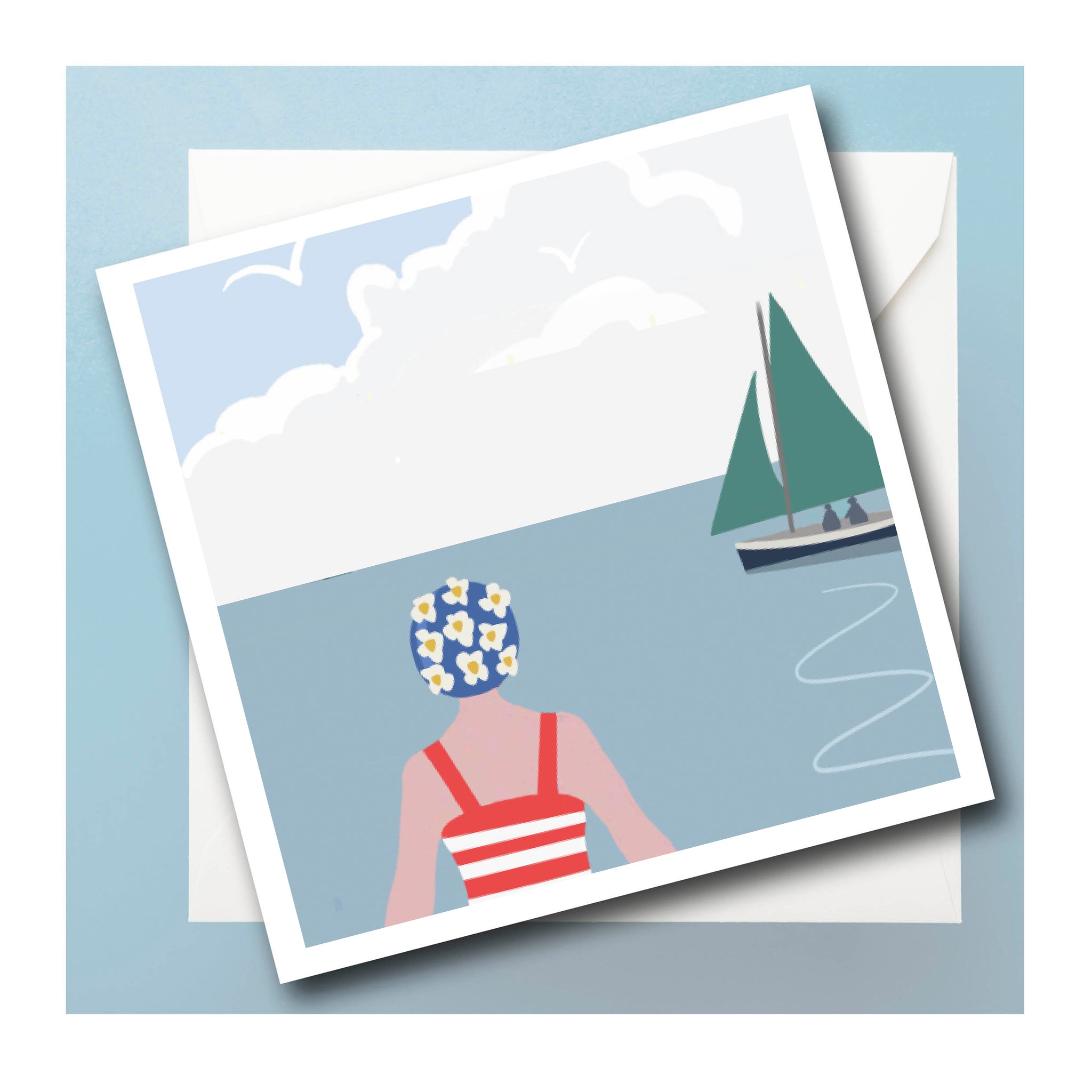 Swimmer and the Boat Wild Swimming Card