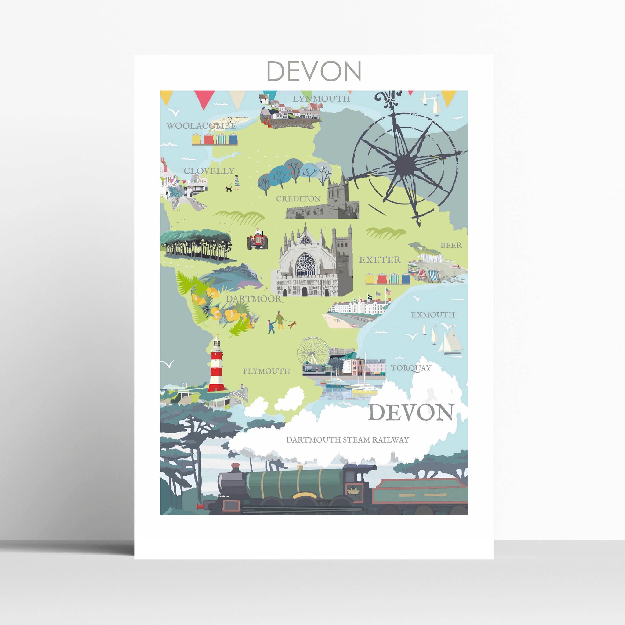Devon Map Travel Poster