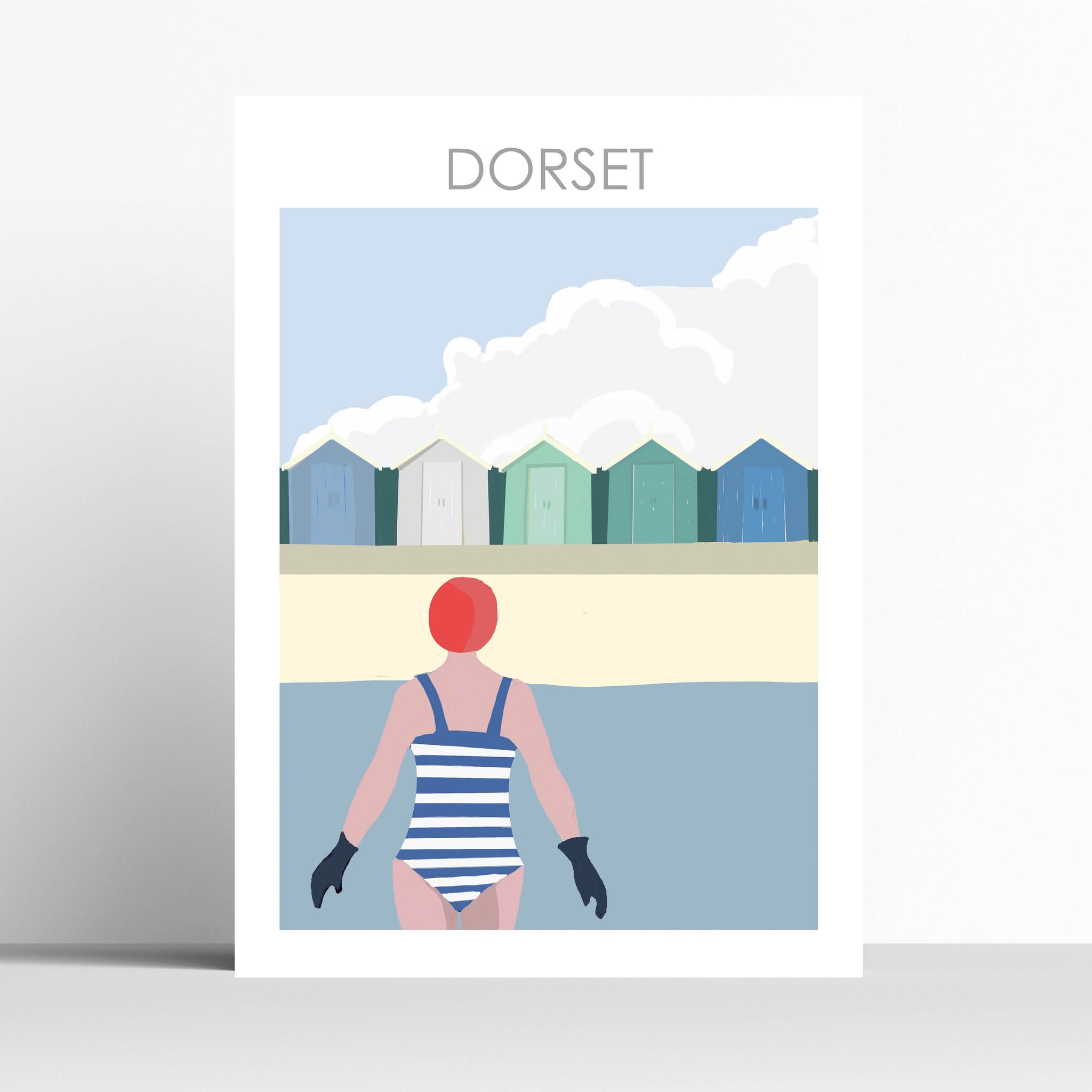 Dorset Swimmers Beach Huts Travel Print