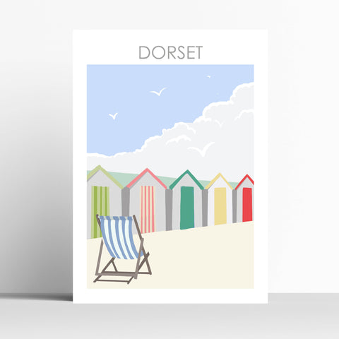 Dorset Beach Huts Travel Print