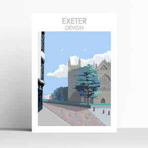 Exeter Cathedral Devon Travel Location Print Poster