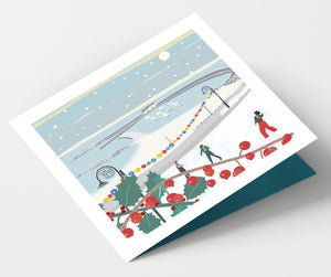 Snow Fighting by the Sea Christmas Card