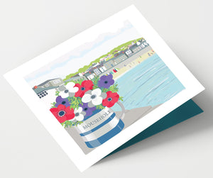 Mousehole and Anemones Cornwall Card