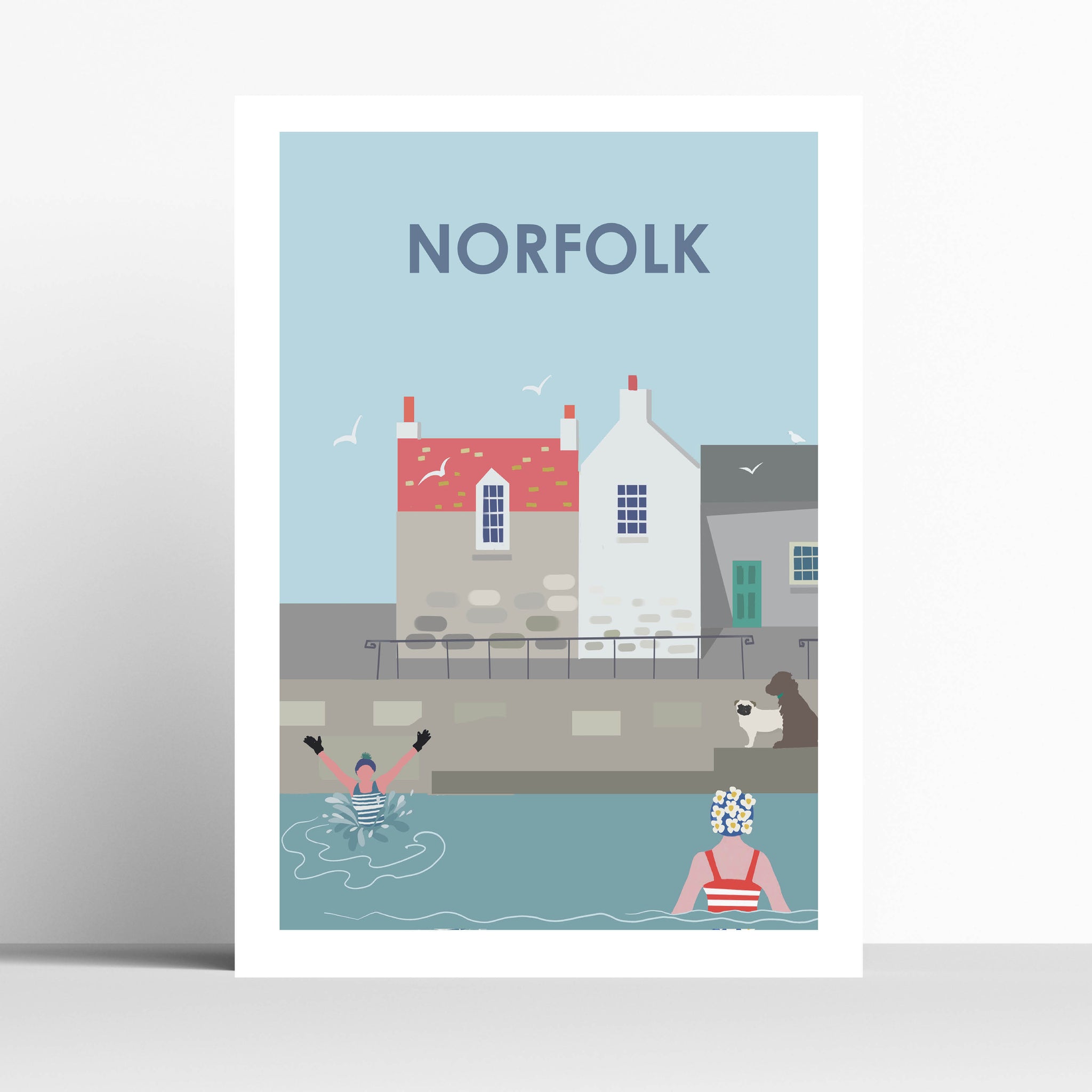 Norfolk Jumping in Wild Swimming Print