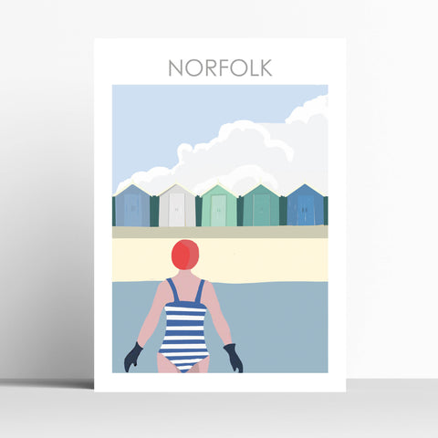 Norfolk Swimmers Beach Huts Travel Print