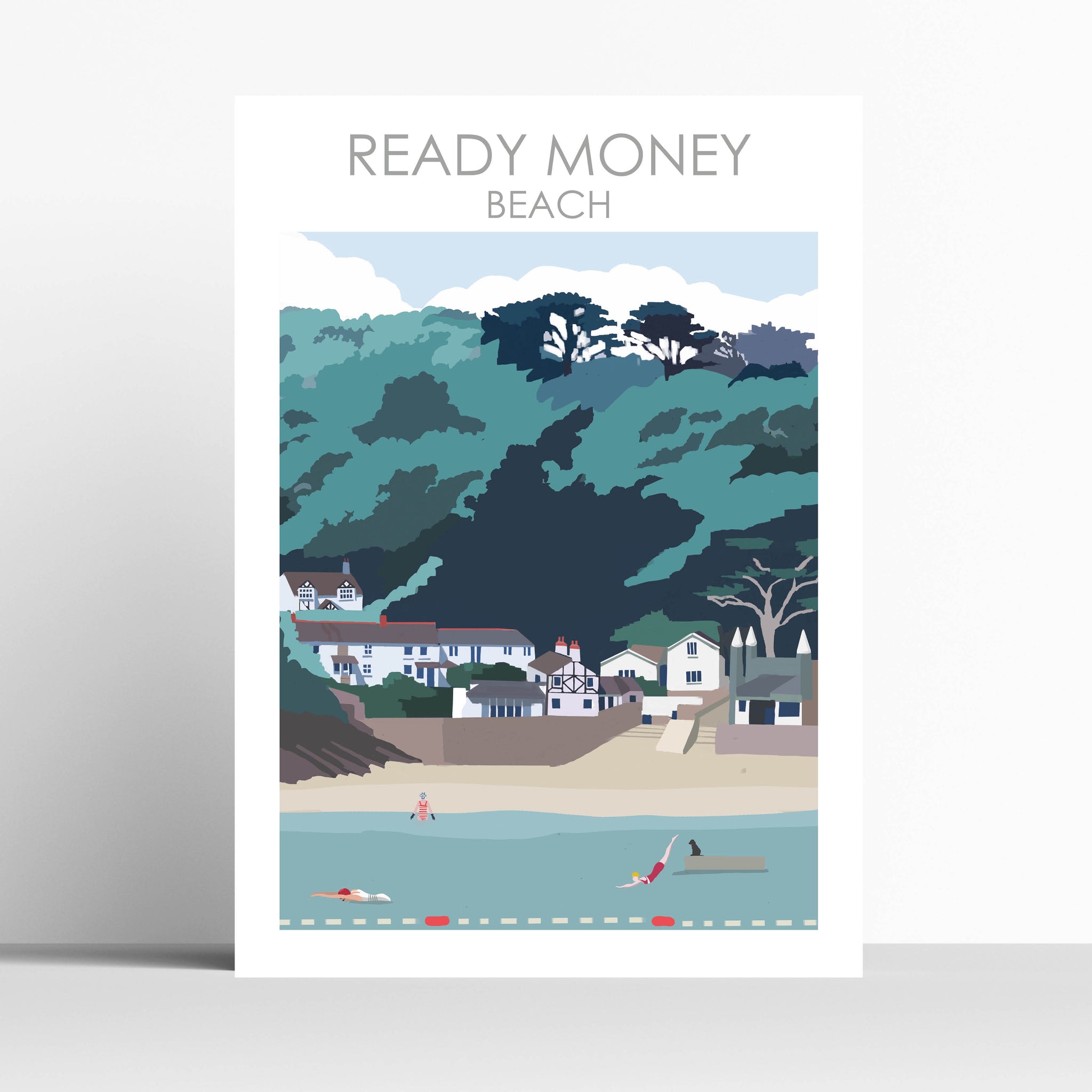 Ready Money Beach Fowey Cornwall Travel Print Poster
