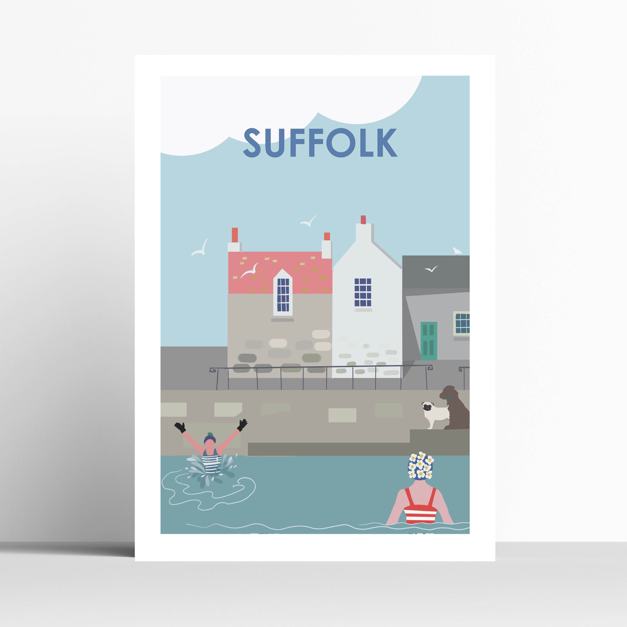Suffolk Jumping in Wild Swimming Print