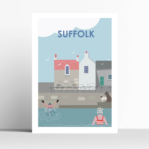 Suffolk Jumping in Wild Swimming Print