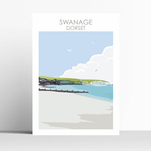 Swange Beach Dorset Travel Art Print