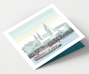 Father Christmases on a Boat Trip Card