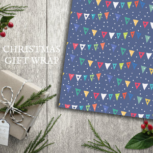 Christmas Bunting Wrapping Paper Pack of 20