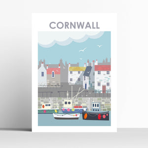 Cornish Fishing Village Travel Print