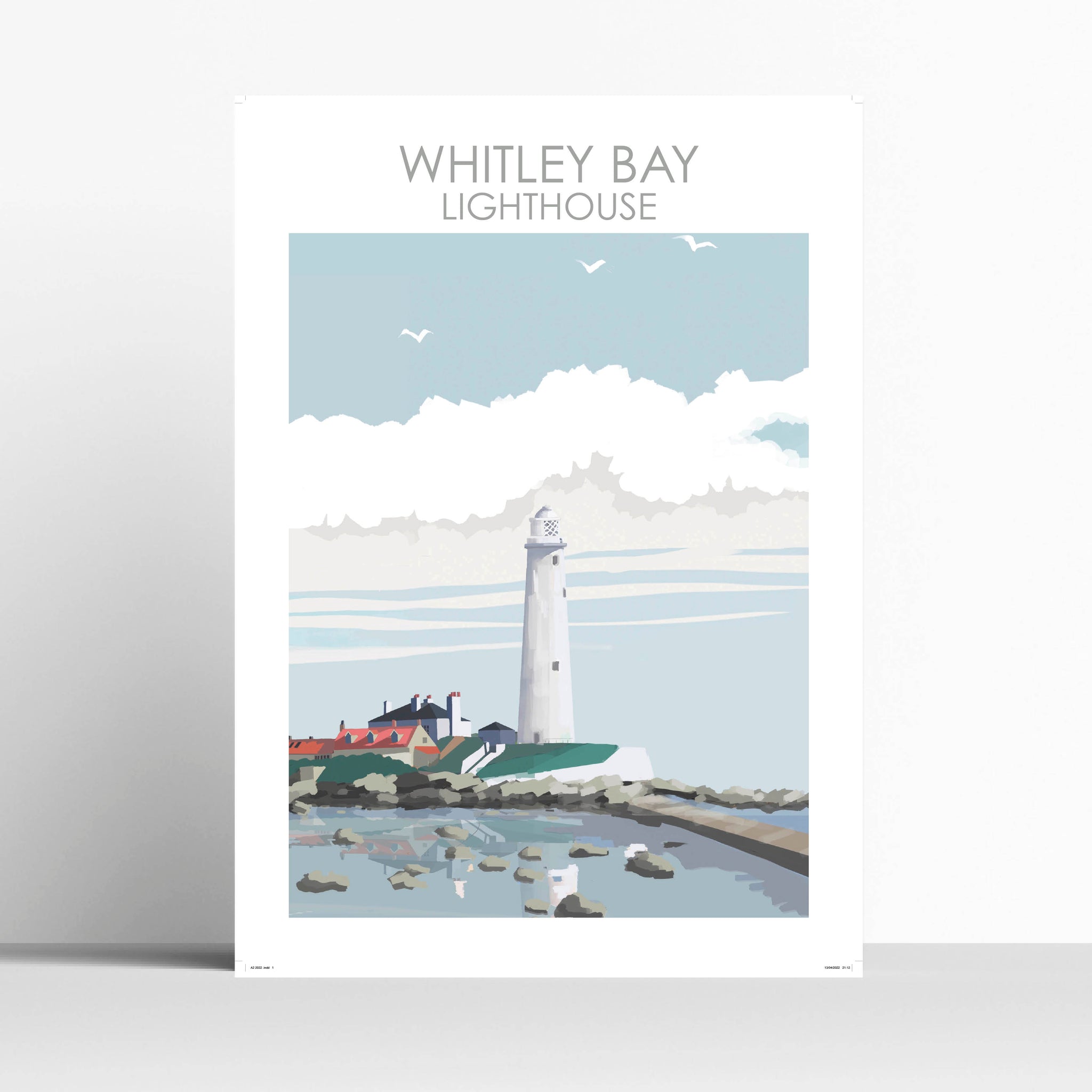 Whitley Lighthouse Travel Print/ Poster